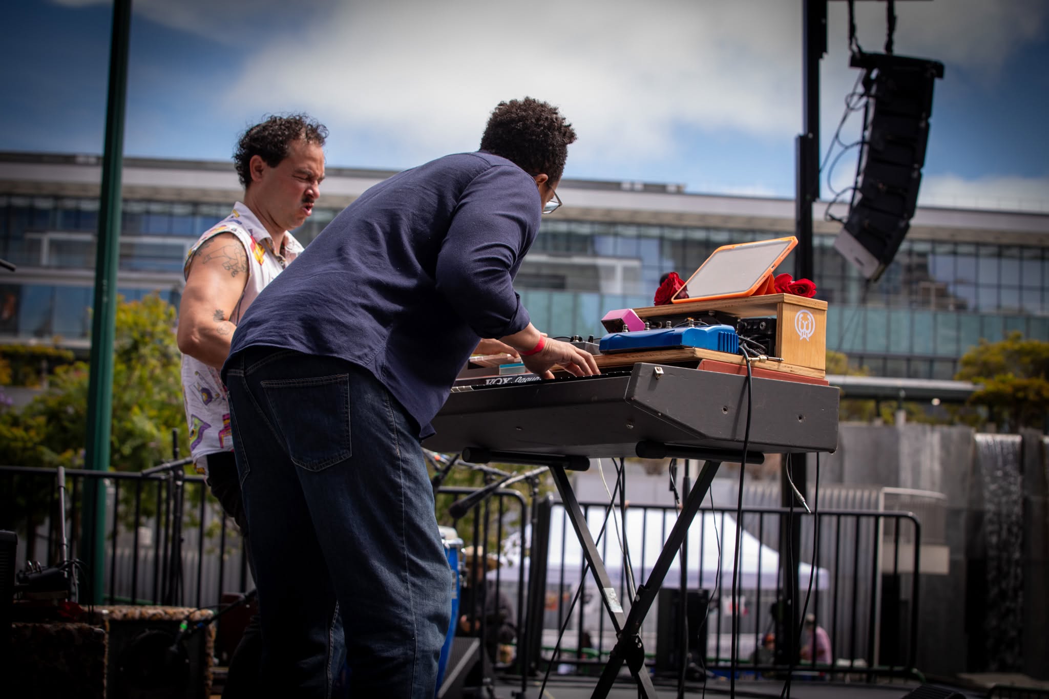 Keyboards and guitar under a big sky at Yerba Buena Gardens